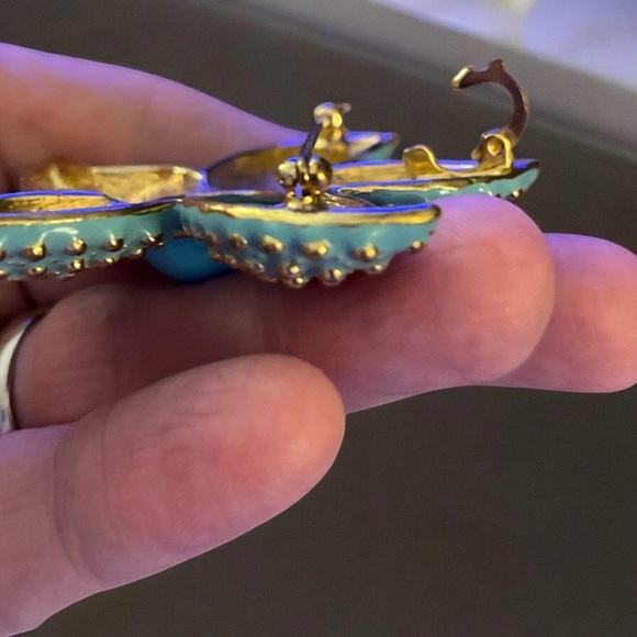 Beautiful Kenneth J Lane Vintage Turquoise and Gold Flower Brooch/Pendant - Picture 3 of 5